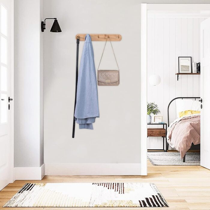 Настінні гачки для пальто Edergoo 2 шт. и, міцні гачки для пальто бамбукові з 10 гачками, дерев'яна вішалка для передпокоїв, спале