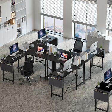 Подібний стіл OLIXIS, 50-дюймовий офісний ігровий комп&39ютерний стіл, кутовий ПК-стіл з бічною кишенею та двосторонньою полицею для домашнього офісу, навчання, письма, чорний