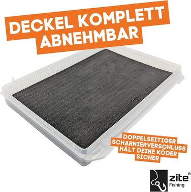 Коробки для рибальських снастей Zite з пінопласту EVA, набір з 3 шт. , 25,5 x 19,5 x 3,5 см Вставка з пінопласту EVA з безперервними прорізами, верхня частина для різних аксесуарів Прозора застібка на петлях, коробка для рибальських снастей, коробка для с