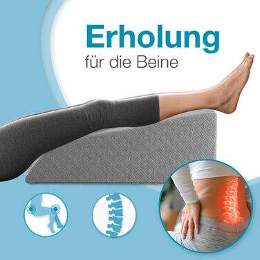 Подушка для підняття ніг ELONEO з піни з ефектом пам&39яті, подушка для ніг для полегшення, позиціонуюча подушка зі знімним чохлом, 62x40x24 см, сірий