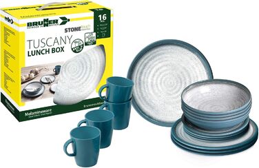 Набір столового посуду, синій, сірий, 16 шт. (16 предметів), 0830155N.C5T