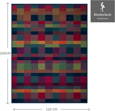 Пухнасто-м&39який плед biederlack із бавовняної суміші Зроблено в Німеччині Сталий розвиток Барвистий плед Color Squares Blue зелено-блакитного кольору Сертифіковано Oeko-Tex Плед для дивана 150x200 см синьо-різнокольоровий