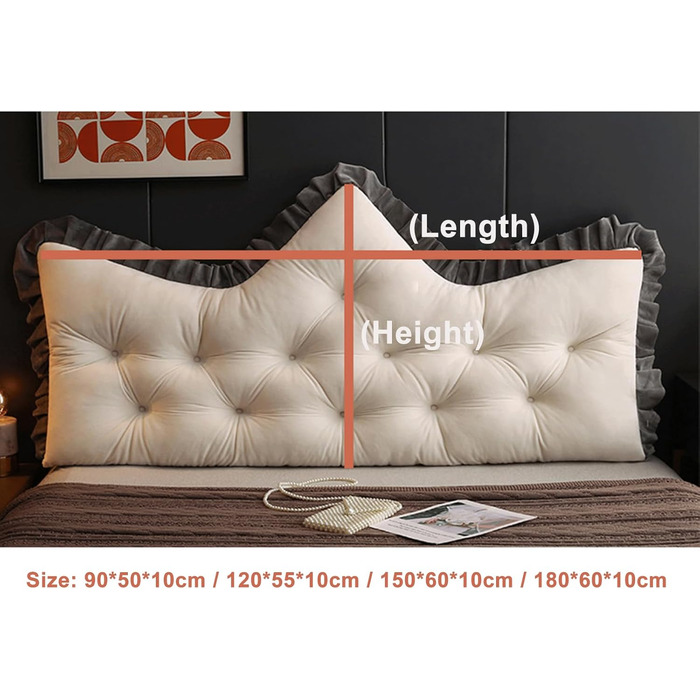Звичайна оксамитова подушка для спини ліжка, подушка для читання для ліжка та дивана, зручна та м&39яка клиноподібна подушка для узголів&39я ліжка зі знімним чохлом, настінна подушка для ліжка, велика подушка для дивана, подушка для підтримки спини, черво