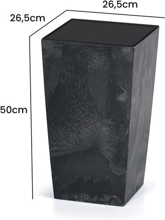 Квітковий горщик Deuba 26 л 50x26,5x26,5 см, імітація бетону, з полицею, для приміщень та вулиці, ящик для квітів, антрацитовий, 26 літрів, антрацитовий