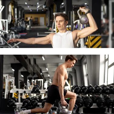 Класична чавунна гиря FFitness (16 кг), червона, з ергономічною ручкою для силових тренувань та кросфіту