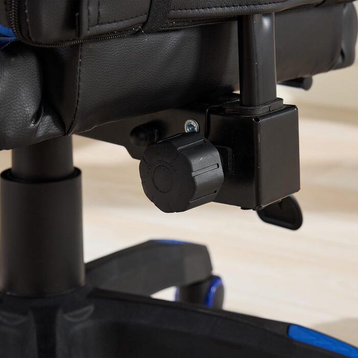 Ергономічне ігрове крісло з поворотом на 360, гоночне, шкіряне офісне крісло з високою спинкою, регульоване по висоті, з підставкою для ніг (чорний синій м&39який пінопласт)