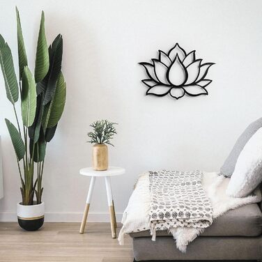 Металева прикраса. Плаваюча настінна скульптура з тінню, виготовлена зі сталі. (43 х 31 см, квітка лотоса) 43 х 31 см. Квітка лото