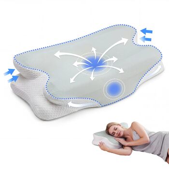 Подушка з піни з ефектом пам&39яті, подушка для підтримки шиї, ергономічна подушка для сну на боці, регульована по висоті, подушка для голови, підходить для сну на боці, спині та животі (62x410/8 см)