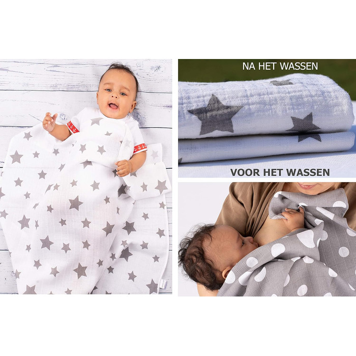 Муслінові пелюшки - муслінові серветки - упаковка 10 70x80 см - тканинні пелюшки, Зроблено в ЄС - перевірено на вміст шкідливих ре