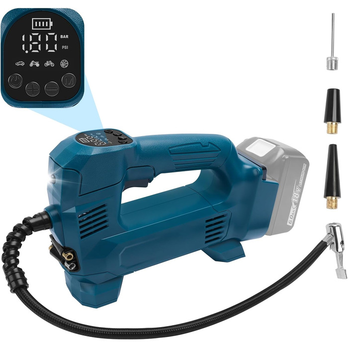 Акумуляторний компресор QUPERR для акумулятора Makita 18 В, електричний акумуляторний повітряний компресор 10,34 бар / акумуляторн