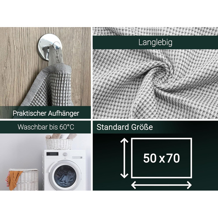 Набір ZOLLNER з 4 бавовняних чайних рушників розміром 50x70 см - добре поглинаючі та міцні кухонні рушники сірого кольору - можна