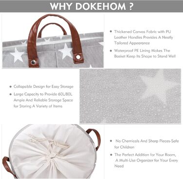 Дюймові потовщені складні круглі кошики для зберігання білизни, бавовняні (Grey Star, L) одноразові Grey Star 20'/L, 20-