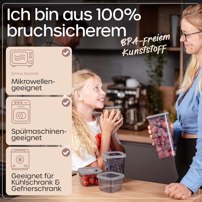 Герметичні контейнери для зберігання з кришками комплект з 24 предметів Антрацит - Штабелюються та економлять місце для кухні, герметичні банки для зберігання, контейнери для борошна, харчові контейнери, контейнери для зберігання, коробки для зберігання А