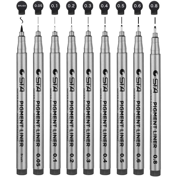 Ручки Yongbest Black Fineliner, 9 наборів ручок Fineliner, мікролайнер, ручки для малювання для ескізів, малювання, архітектура, аніме, ультратонкий лайнер, письмо, інженерія