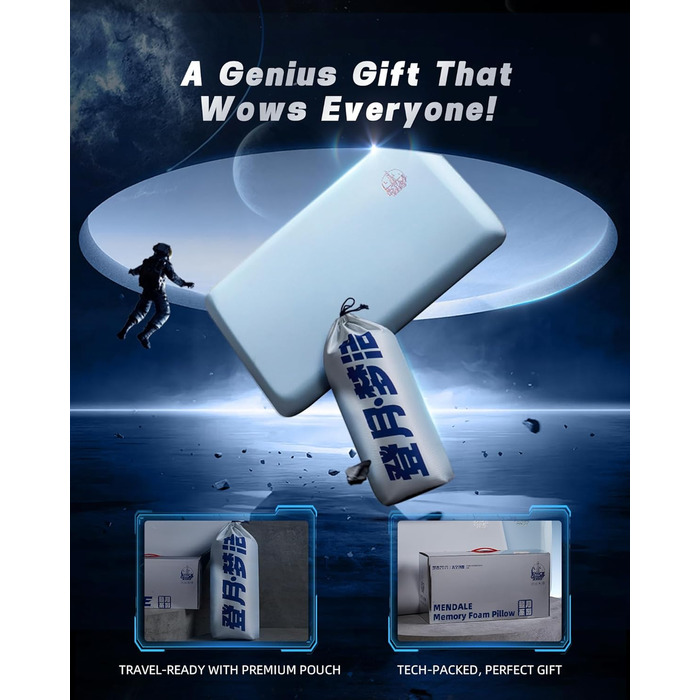 Подушка з піни з ефектом пам&39яті - Ергономічна подушка для шиї, подушка для голови для полегшення болю в шиї - Дихаюча та гіпоалергенна для всіх положень сну - 42x70x8 см Синього кольору