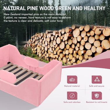 Дитяче ліжечко, дитяче ліжко для дітей з додатковою безпекою та широким каркасом стандартного розміру для малюків із сертифікованою тканиною (яскраво-рожевий)