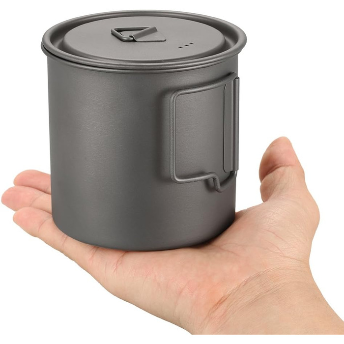 Портативний титановий горщик Lixada з титановою ручкою, що складається, для кемпінгу, відпочинку на природі, для пікніка, походів