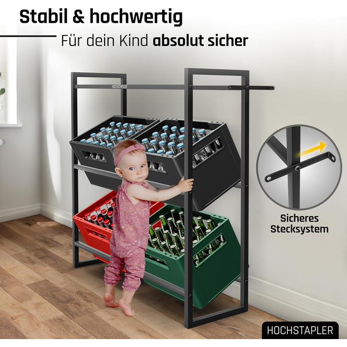 Штабелювана полиця для напоїв на 6 ящиків антрацитового кольору - Суцільна полиця для напоїв - Полиця для напоїв з настінним кріпленням - Полиця для ящиків на 6 ящиків (6 ящиків без винної полиці) антрацитового кольору