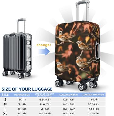 Чохол для валізи Sparrow, міцний захист, підходить для багажу розміром 45,7 - 81,3 см, малий, Чорний