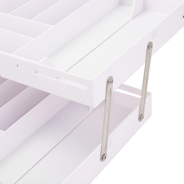 Органайзер для шухляд, складний, стильний, компактний, розширюваний органайзер для столу на кухні та туалетному столику, виготовлений з високоякісного пластику (білого кольору)