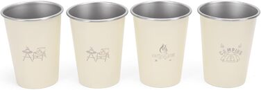 Дорожні кухлі з нержавіючої сталі (304), 350 мл, упаковка з 4 шт. , легкі кемпінгові кухлі для води, кавові кухлі для активного відпочинку, домашнє використання (бежевий)