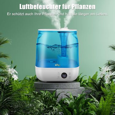 Л, зволожувач повітря з верхнім заповненням, таймер, режим сну, постійна вологість, ароматичний диск, подвійна насадка, що обертається на 360, ультратихий 28 дБ, підходить для дітей та рослин, 2025 Humidifier, 6