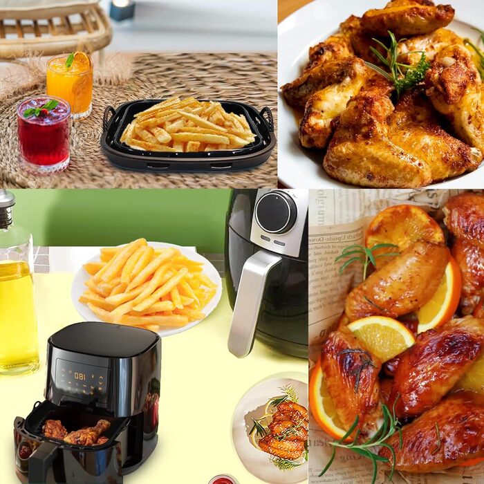 Мм потовщена силіконова форма для фритюрниці 5-7,5 л, силіконова форма для випічки фритюрниці 21,6 см, багаторазові аксесуари Силіконовий килимок Підводка для горщиків сумісна з Cosori, Tower, Air Fryer 21,6 см, 2 шт., 5