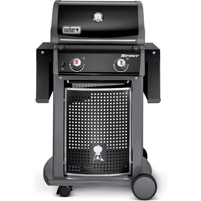 Газовий гриль Weber Spirit E-210 Classic, 2 пальники, площа гриля 51 x 46 см, решітка для підігріву, термометр на кришці, 2 колеса чорний/сріблястий (1500833)