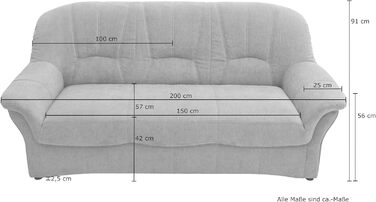 Колекція DOMO. Диван Bahia FK, 3-місний диван з пружинною оббивкою, диван з пружинною оббивкою в класичному дизайні, 3-місний, м&39які меблі 200 x 57 x 91 см (Ш x Г x В), зелений Зелений 3-місний