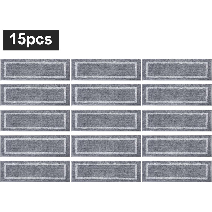 М&39які сходинки для дерев&39яних сходинок, сходові доріжки для дітей та собак, 100 поліестер, основа з TPE, сірі, квадратні, 71,1 x 22,9 см, 15 шт.