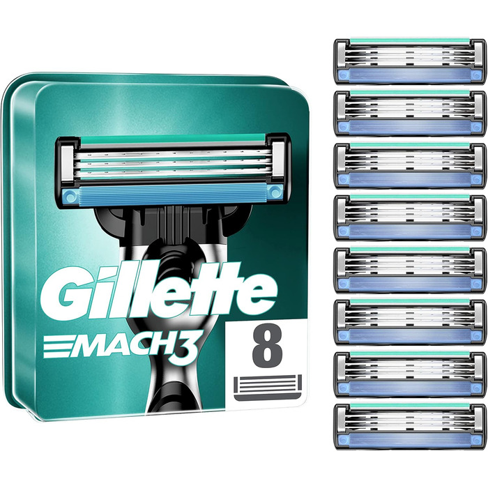 Леза бритви Gillette Mach3, 8 змінних лез для вологих бритв чоловічі з 3-кратним лезом