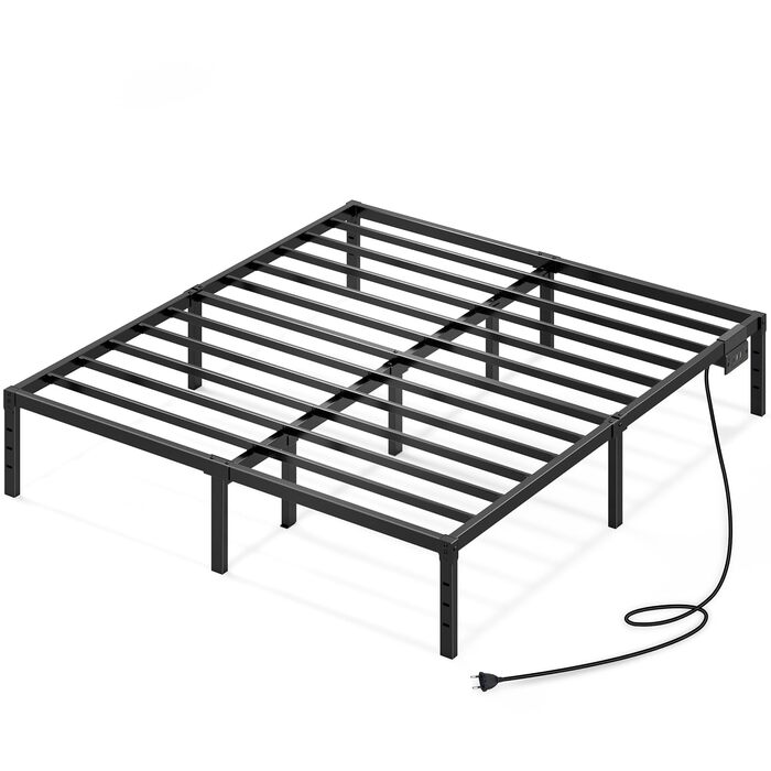 Каркас ліжка Rolanstar 180x200 см, двоспальне ліжко з функцією зберігання та міцними сталевими ламелями, легке складання, 31 см місця для зберігання під ліжком, металеве ліжко для спальні/гостьової кімнати 180 x 200 см