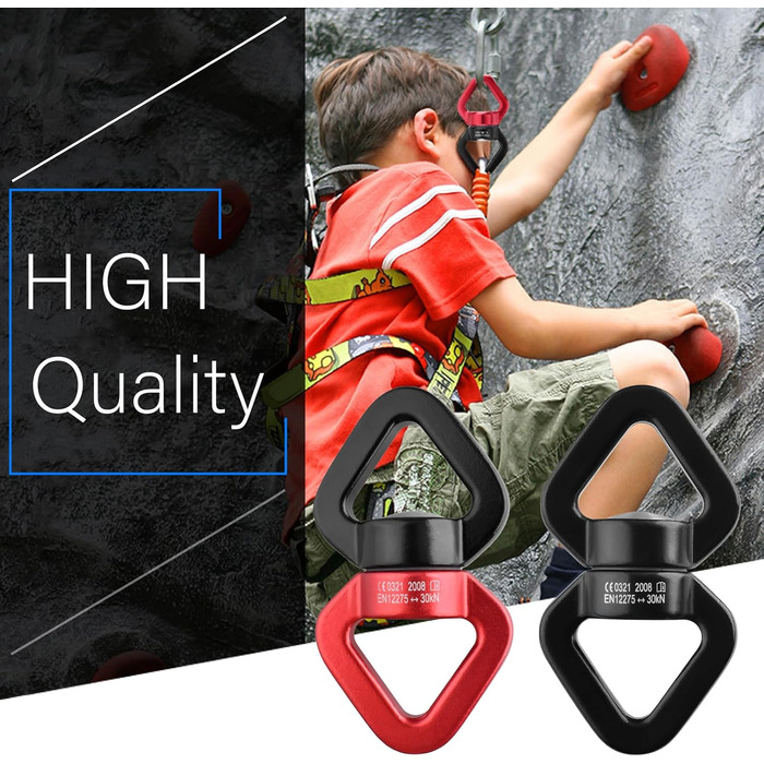 Захисне пристосування TRIWONDER 30kN 360 Rotator Switch Spinner, обертовий карабін для гамаків для скелелазіння, червоно-синій