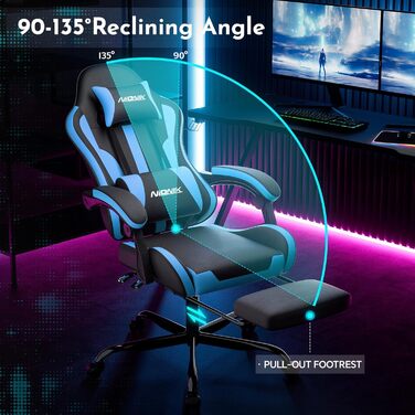 Офісне крісло, ігрове крісло, геймерське крісло, комп&39ютерне крісло з підставкою для ніг, м&39яке ігрове крісло, ігрове крісло для дорослих, обертове крісло, чорний/синій