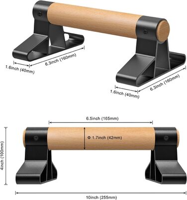 Обладнання для калістеніки Ручки для віджимань - Нековзні паралети Ручки для стійки на руках Міцні перекладини для віджимань, Дошка для віджимань для тренувань на підлозі, Стійка на руках, Силові тренування Коричневий 25,4 см завдовжки