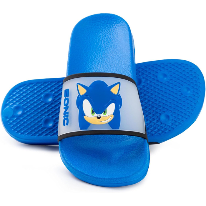 Дитячі сині шльопанці Sonic The Hedgehog Повсякденне взуття з Соніком та Шедоу Мультяшні обличчя персонажів без рукавів Зручні літні сандалі Повсякденні аксесуари для хлопчиків 33 EU