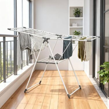 Складана сушарка для білизни HOMCOM, 156,5x61,5x97 см, біла