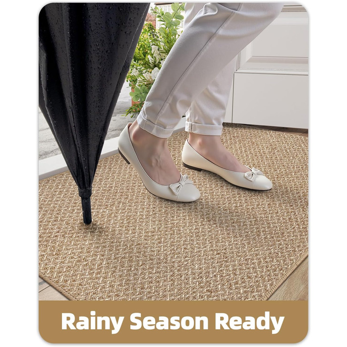 КОЛІР І ГЕОМЕТРІЯ Тонкий килимок для прихожих, 81 x 122 см, Килимок для прихожих, що вловлює бруд, Вхідний килимок, Нековзний килимок для прихожих, Не утворює складок, Вхідний килимок, Хакі, 81 x 122 см