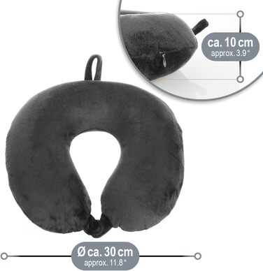 Преміум подушки для шиї - Подушки для підтримки шиї з піною з ефектом пам&39яті - Подушки для шиї для дорослих - Оксамитова м&39яка дорожня подушка для літака, автомобіля, поїзда, корабля та автобуса - Снодійний засіб, 2 шт., сірий чорний, 2 шт.