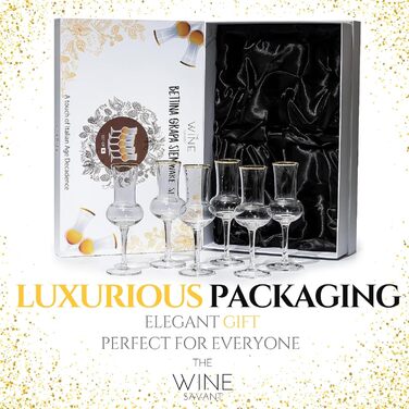 Кришталевий набір з 6 келихів для граппи, 85 мл, для напоїв після вечері, форма італійського тюльпана, дегустаційні келихи, ідеаль