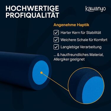 Ролик для пілатесу для вправ на стабільність та баланс допоміжний засіб для тренувань з пілатесу валик з твердого пінопласту для йоги, пілатесу, фітнесу, гімнастики, реабілітації та терапії 1 x 90 см (темне видання)