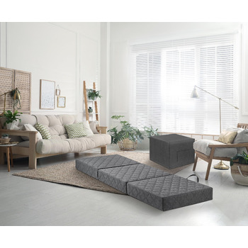 Гостьовий матрац Traumnacht de Luxe з високоякісним в&39язкоеластичним топпером та сучасним чохлом, 75 x 195 x 14 см, світло-сірий, виготовлений за німецькими стандартами якості. Гостьовий матрац чохол