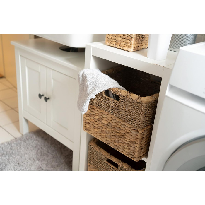 Плетений кошик для зберігання з водяного гіацинта та морської трави, прямокутний - квадратний кошик з полицями - Kallax/Expedit - Д 34 см, , натуральний