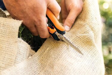 Садові ножиці Fiskars універсальні, довжина 20,6 см, леза з нержавіючої сталі/пластикові ручки, чорні/помаранчеві, суцільні, SP-320, 1063328