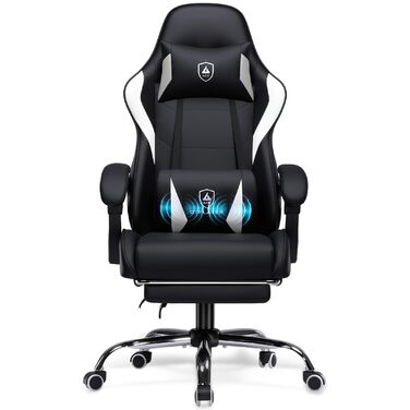 Ігрове крісло GTPLAYER - Ергономічне ігрове крісло з поперековою опорою, регульованою висотою, м&39яке, вантажопідйомність 150 кг, чорне