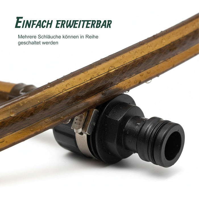 Шланг для поливу Relaxdays, 20 м, для газонів та клумб, плоский, з отворами, шланг-розпилювач, для саду, коричневий