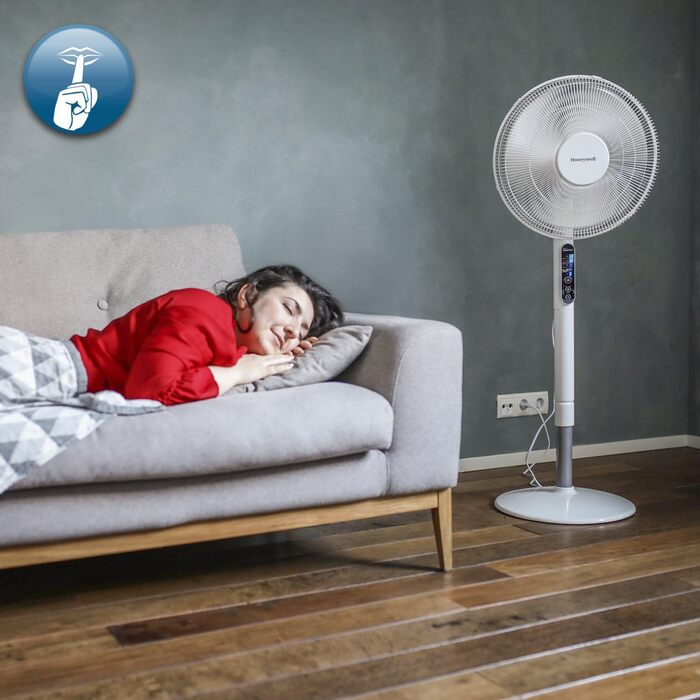 Вентилятор на п'єдесталі Honeywell Advanced QuietSet (5 налаштувань швидкості, функція таймера, коливання 70, регулювання висоти,