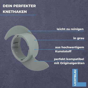 Світло-блакитний гачок для тіста 2646 сірий для кухонного комбайна Bosch I Змінний гачок для тіста підходить для MCM3100W, MCM3110W та MCM3200 I Пластиковий гачок для тіста для кухонних комбайнів I Запасна частина кухонного комбайна Bosch