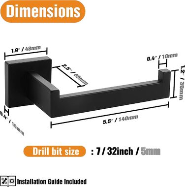 Тримач для туалетного рулону, тримач для туалетного рулону з нержавіючої сталі для кухні та ванної кімнати туалетний папір чорний