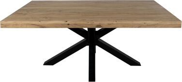 Обідній стіл SAM 200 x 100 см Rio, обідній стіл натурального кольору, масив акації, чорний металевий каркас-павук, прямі краї 200 x 100 см натуральний колір / чорний